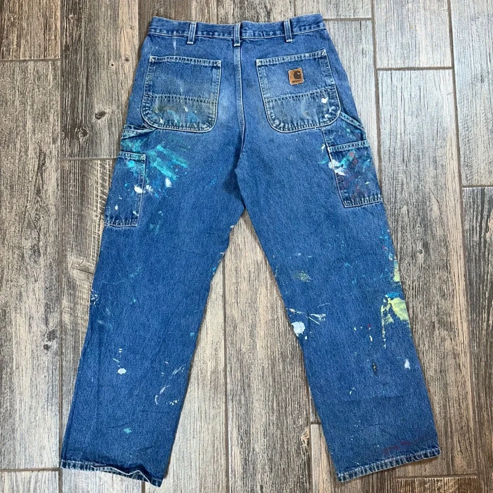Carhartt VTG Painter Pants Denim Blue Workwear Jeans Distressed Grunge‎ Artcore
